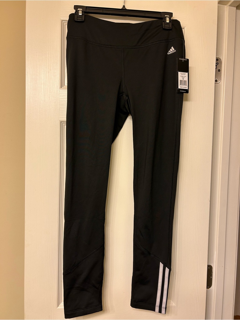 Women 3 stripe  - Black Leggings with White Stripe Detail